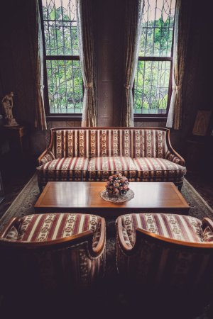 Téléchargez les photos : Canapé rétro placé dans une chambre de style occidental - en image libre de droit