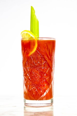 Photo for "Bloody Mary, classic cocktails with vodka and tomato juice." - Royalty Free Image