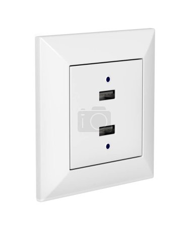 Photo for "White wall socket with USB charging ports" - Royalty Free Image