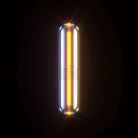 Photo for "Glowing glass tube font Letter I 3D" - Royalty Free Image