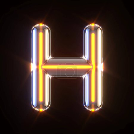 Photo for "Glowing glass tube font Letter H 3D" - Royalty Free Image
