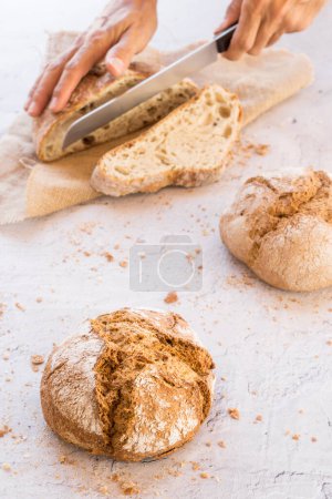 Téléchargez les photos : Trois pains biologiques vue de fond - en image libre de droit