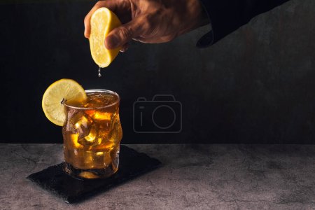 Photo for Glass of iced tea background view - Royalty Free Image