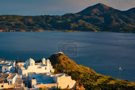Photo for "View of Plaka village on Milos island on sunset in Greece" - Royalty Free Image