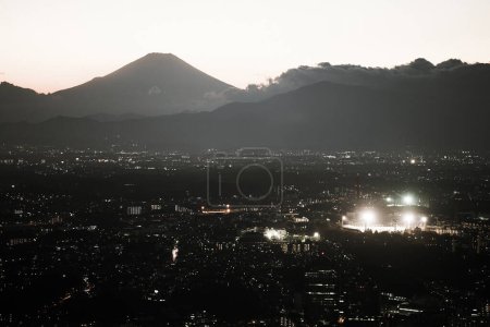 Photo for "Mt. Fuji Silhouette and the city of Yokohama" - Royalty Free Image
