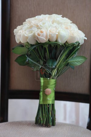 Photo for "Ash and tea roses wedding bouquet" - Royalty Free Image