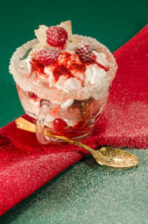 Photo for "Christmas dessert in a glass with decoration. blurred background" - Royalty Free Image