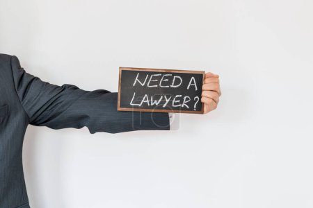 Photo for "need lawyer advertisement on background, close up - Royalty Free Image