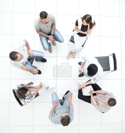 Photo for Top view. business team discussing interesting ideas. - Royalty Free Image