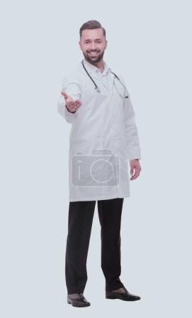 Photo for In full growth. a successful medical doctor welcoming you. - Royalty Free Image
