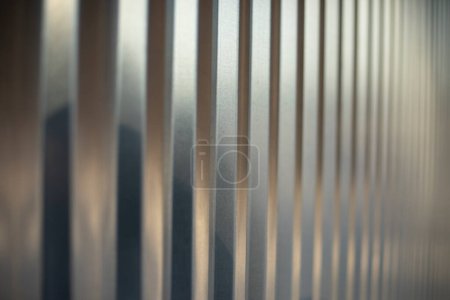 Photo for Texture fence. Steel fence of silver color. Horizontal lines. - Royalty Free Image