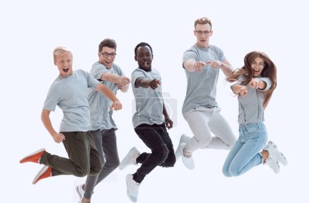 Photo for Casual group of happy young people jumping - Royalty Free Image
