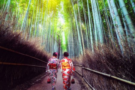 Téléchargez les photos : "Voyageur à Bamboo Forest Grove, Kyoto, Japon
" - en image libre de droit