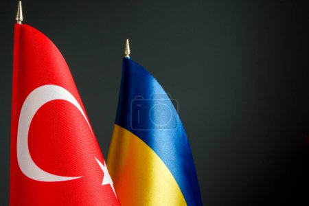 Téléchargez les photos : Drapeaux de Turquie et d'Ukraine. Relations diplomatiques. - en image libre de droit