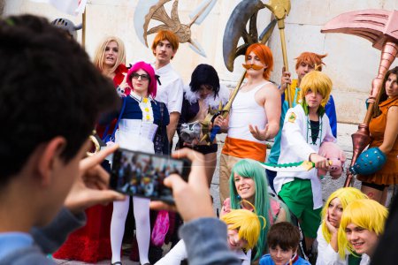 Photo for Group of funny young people in Lucca Comix - Royalty Free Image