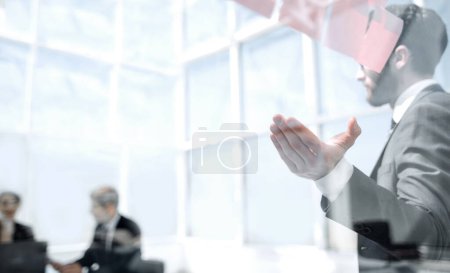 Photo for Boss instructs employees, leaving them a reminder on the glass. - Royalty Free Image