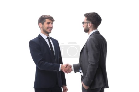 Téléchargez les photos : "deux hommes d'affaires serrant la main. isolé sur blanc" - en image libre de droit