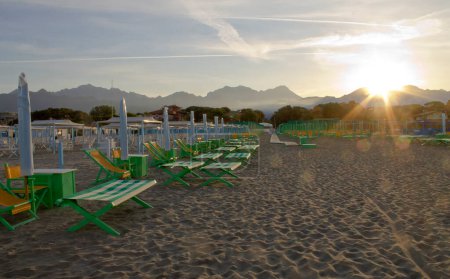 Photo for Forte dei Marmi beach at dawn - Royalty Free Image