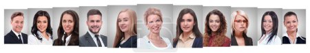 Téléchargez les photos : "collage panoramique de portraits de gens d'affaires prospères" - en image libre de droit