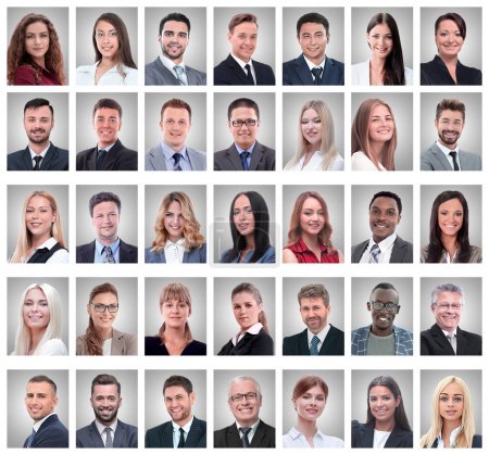 Téléchargez les photos : Collage de portraits de jeunes hommes d'affaires prospères - en image libre de droit