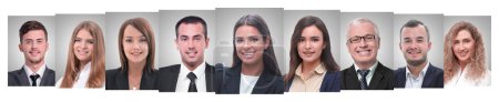 Photo for Panoramic collage of portraits of young entrepreneurs. - Royalty Free Image