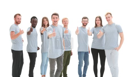 Photo for Group of smiling young people showing thumbs up - Royalty Free Image