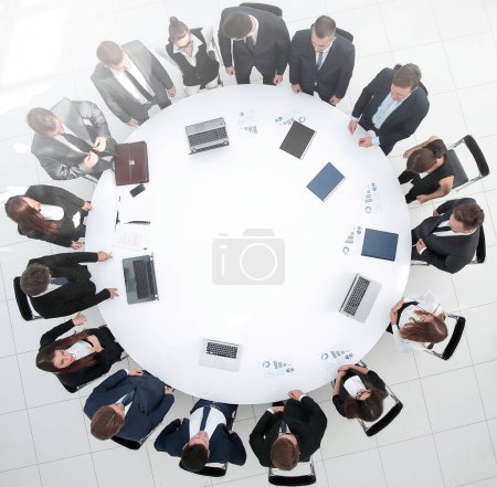Photo for View from the top. meeting business partners for round - table. - Royalty Free Image