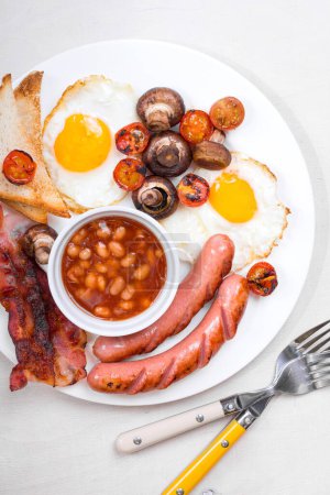 Photo for "Full english breakfast on plate" - Royalty Free Image