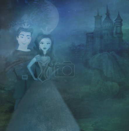 Photo for Princess with prince near the castle - Royalty Free Image