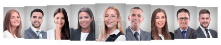 Téléchargez les photos : Collage panoramique de portraits de jeunes entrepreneurs. - en image libre de droit