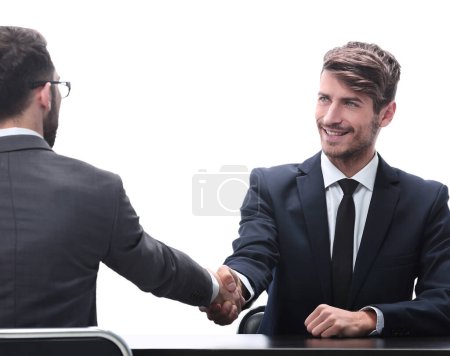 Photo for Handshake business people sitting at the table - Royalty Free Image