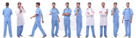 Foto de Collage panorámico grupo de médicos. aislado en blanco - Imagen libre de derechos