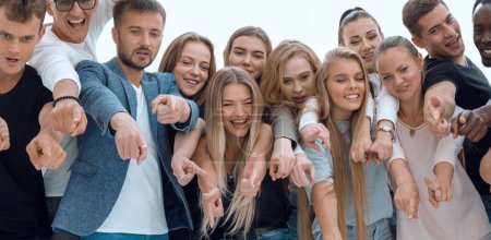 Photo for Group of young people together pointing at something - Royalty Free Image