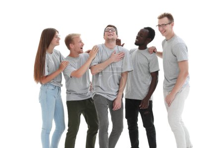 Téléchargez les photos : En pleine croissance. groupe de jeunes diversifiés en t-shirts identiques - en image libre de droit