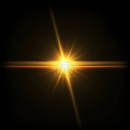 Photo for "Yellow Light Lens flare on black background." - Royalty Free Image