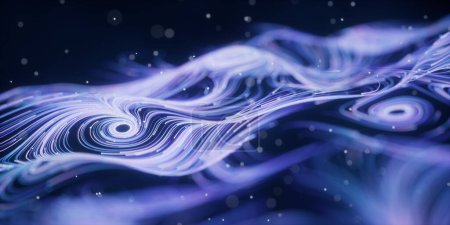 Téléchargez les photos : "Wave particles lines with swirling pattern, 3d rendering." - en image libre de droit
