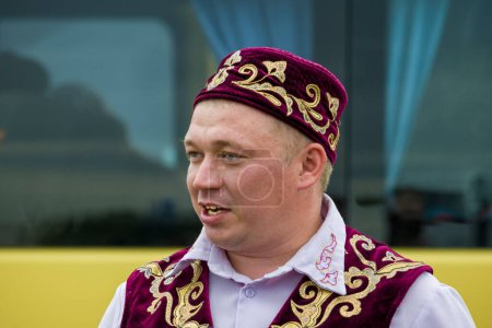 Photo for Men in national Bashkir,Tatar clothes, Bashkortostan, Russia - 19 June, 2022. - Royalty Free Image