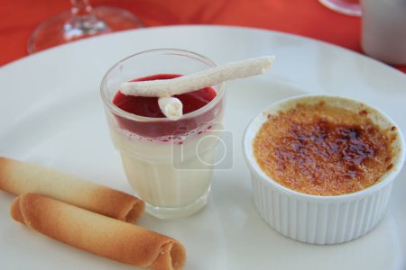 Photo for French desserts: Creme Brulee and blancmange - Royalty Free Image
