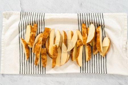 Photo for Crispy french fries with garlic sauce. - Royalty Free Image