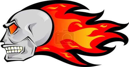Téléchargez les illustrations : "Crâne de feu "illustration vectorielle colorée - en licence libre de droit