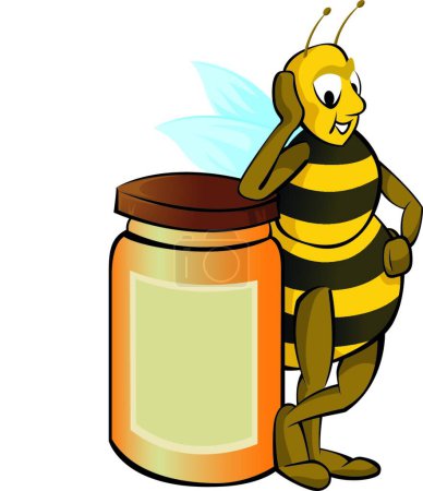 Téléchargez les illustrations : "Honey Bee "illustration vectorielle colorée - en licence libre de droit