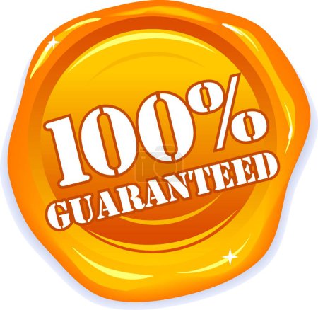 Illustration for "vector wax golden seal 100% guaranteed!" colorful vector illustration - Royalty Free Image