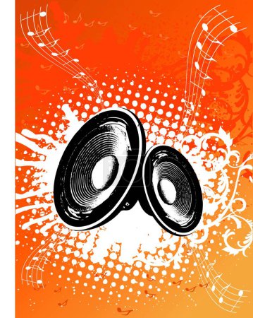 Illustration for Grunge Orange Party Speaker - Royalty Free Image