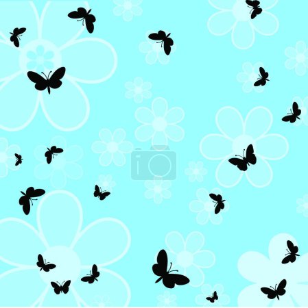 Ilustración de Mariposas y flores, vector - Imagen libre de derechos