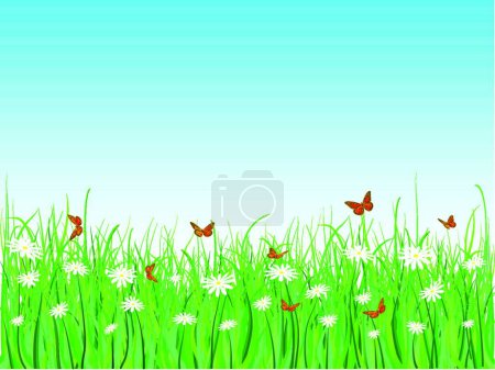 Illustration for Butterflies and flowers, vector - Royalty Free Image