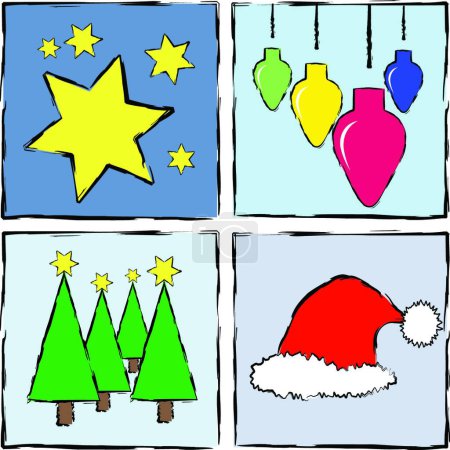 Téléchargez les illustrations : Carte de voeux de Noël. Modèle de carte vacances d'hiver. Vecteur coloré - en licence libre de droit