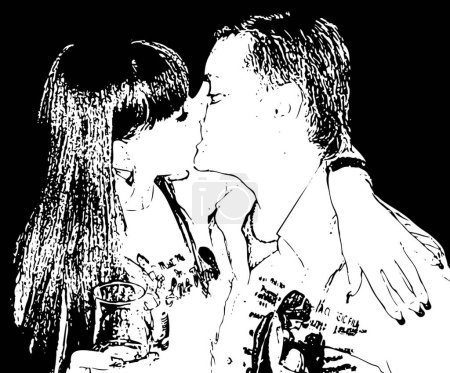 Téléchargez les illustrations : Deux baisers. illustration vectorielle - en licence libre de droit