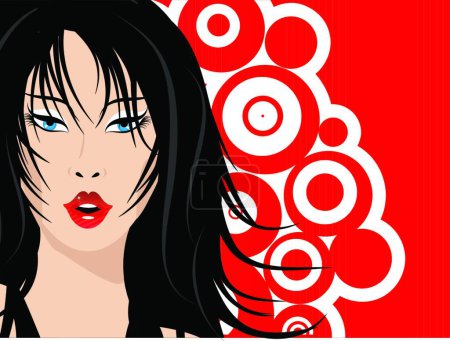 Téléchargez les illustrations : "sexy dame visage "illustration vectorielle colorée - en licence libre de droit