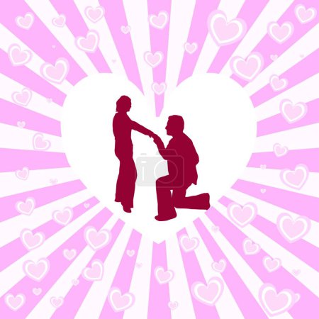 Téléchargez les illustrations : "Homme proposant à la femme "illustration vectorielle colorée - en licence libre de droit