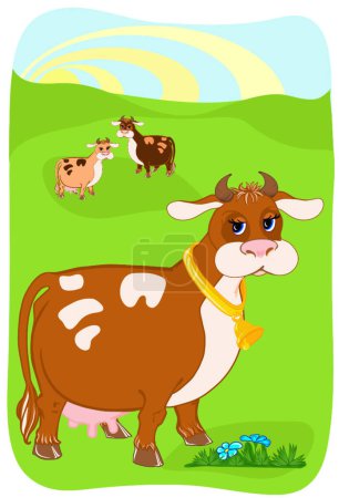 Téléchargez les illustrations : Illustration vectorielle moderne de vache - en licence libre de droit